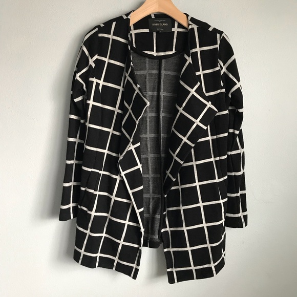 river island black and white coat